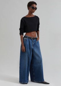 Bottoms Blue Women Sasha Wide Leg Jeans - Dark Blue The Frankie Shop - Image 2
