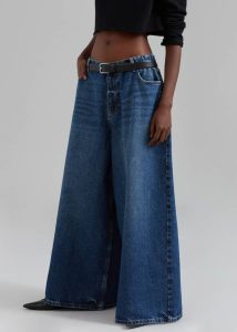 Bottoms Blue Women Sasha Wide Leg Jeans - Dark Blue The Frankie Shop