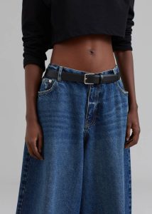 Bottoms Blue Women Sasha Wide Leg Jeans - Dark Blue The Frankie Shop - Image 3