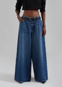 Bottoms Blue Women Sasha Wide Leg Jeans - Dark Blue The Frankie Shop - Image 5