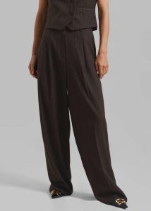 Bottoms Brown Ivey Pintuck Trousers - Brown/White Pinstripe The Frankie Shop Women - Image 2