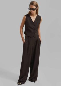 Bottoms Brown Ivey Pintuck Trousers - Brown/White Pinstripe The Frankie Shop Women