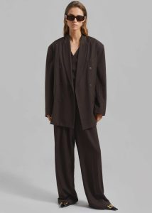 Bottoms Brown Ivey Pintuck Trousers - Brown/White Pinstripe The Frankie Shop Women - Image 3