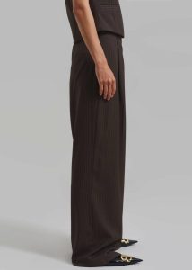 Bottoms Brown Ivey Pintuck Trousers - Brown/White Pinstripe The Frankie Shop Women - Image 5