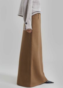 Bottoms Brown The Frankie Shop Women Malvo Long Wool Pencil Skirt - Camel - Image 3