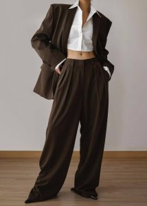 Bottoms Brown Women Tansy Pleated Trousers - Chocolate The Frankie Shop - Image 4