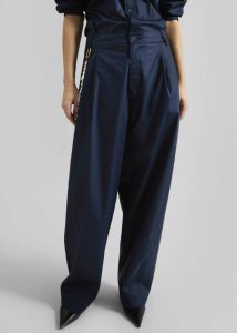 Bottoms Darkpark Phebe Pearl Adorned Wide-Leg Pants - Blue Navy Blue The Frankie Shop Women - Image 2