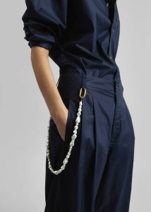 Bottoms Darkpark Phebe Pearl Adorned Wide-Leg Pants - Blue Navy Blue The Frankie Shop Women - Image 3