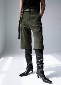 Bottoms Green The Frankie Shop Cambria Faux Suede Bermuda Shorts - Khaki Women