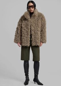 Bottoms Green The Frankie Shop Cambria Faux Suede Bermuda Shorts - Khaki Women - Image 4