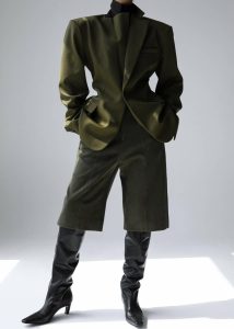 Bottoms Green The Frankie Shop Cambria Faux Suede Bermuda Shorts - Khaki Women - Image 5