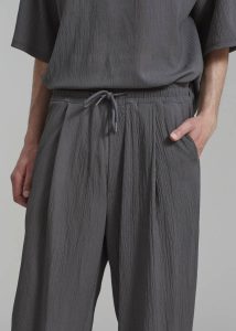 Bottoms Grey Eliott Crinkle Pants - Charcoal The Frankie Shop Men - Image 3