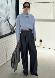 Bottoms Grey Women Nyla Pleated Pants - Charcoal The Frankie Shop - Image 2