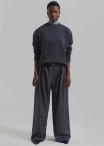 Bottoms Grey Women Nyla Pleated Pants - Charcoal The Frankie Shop - Image 3
