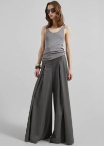 Bottoms Hemer Pleated Wide Leg Trousers - Grey Women The Frankie Shop Grey - Image 2
