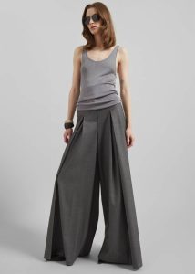 Bottoms Hemer Pleated Wide Leg Trousers - Grey Women The Frankie Shop Grey - Image 4