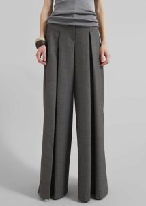 Bottoms Hemer Pleated Wide Leg Trousers - Grey Women The Frankie Shop Grey - Image 5