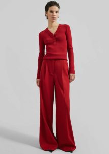 Bottoms Kamila Wide Leg Trousers - Red Women The Frankie Shop Red