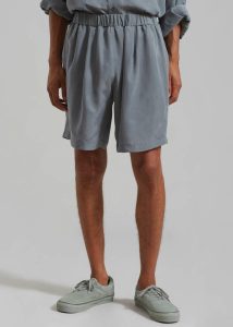 Bottoms Leland Silky Boxer Shorts - Charcoal Men The Frankie Shop Black - Image 2