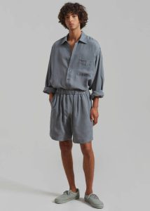 Bottoms Leland Silky Boxer Shorts - Charcoal Men The Frankie Shop Black
