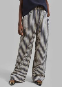 Bottoms Mirca Textured Elastic Pants - Beige/Navy Multi Stripe Multi The Frankie Shop Women - Image 2