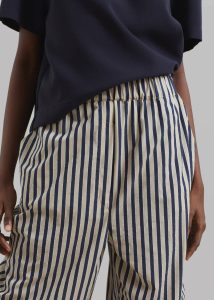 Bottoms Mirca Textured Elastic Pants - Beige/Navy Multi Stripe Multi The Frankie Shop Women - Image 4