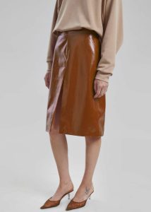 Bottoms The Frankie Shop Brown Britt Crackled Faux Leather Midi Skirt - Camel Women - Image 4