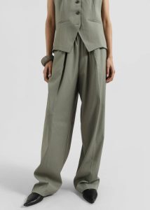 Bottoms The Frankie Shop Green Women Samsøe Samsøe Julia Trousers - Vetiver