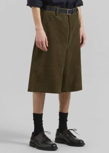 Bottoms The Frankie Shop Radlett Suede Bermuda Shorts - Khaki Green Men - Image 4