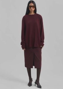 Bottoms The Frankie Shop Red Women Brooklyn Midi Skirt - Burgundy - Image 3