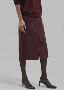Bottoms The Frankie Shop Red Women Brooklyn Midi Skirt - Burgundy - Image 4