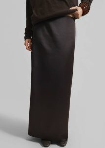 Bottoms The Frankie Shop Women Brown Hencil Satin Maxi Skirt - Brown