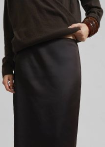 Bottoms The Frankie Shop Women Brown Hencil Satin Maxi Skirt - Brown - Image 3