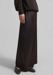 Bottoms The Frankie Shop Women Brown Hencil Satin Maxi Skirt - Brown - Image 4