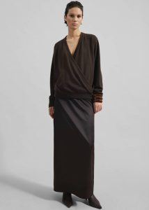 Bottoms The Frankie Shop Women Brown Hencil Satin Maxi Skirt - Brown - Image 5
