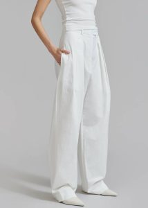 Bottoms The Frankie Shop Women Jayden Wide Pants - White White - Image 2