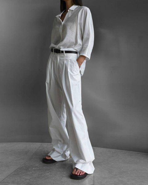 Bottoms The Frankie Shop Women Jayden Wide Pants - White White - Image 5