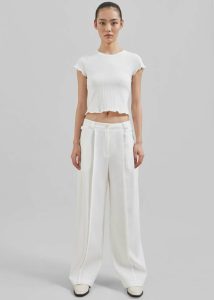 Bottoms White Xia Side Belt Trousers - White Women The Frankie Shop