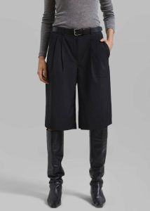 Bottoms Wilma Pleated Bermuda Shorts - Black Pinstripe Black Women The Frankie Shop - Image 2