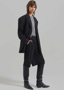 Bottoms Wilma Pleated Bermuda Shorts - Black Pinstripe Black Women The Frankie Shop