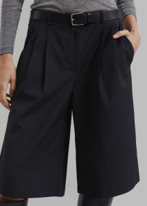 Bottoms Wilma Pleated Bermuda Shorts - Black Pinstripe Black Women The Frankie Shop - Image 3