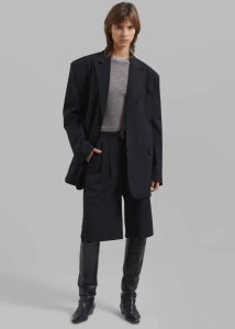 Bottoms Wilma Pleated Bermuda Shorts - Black Pinstripe Black Women The Frankie Shop - Image 4