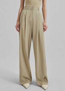 Bottoms Women Beige Livvy Pleated Trousers - Beige The Frankie Shop