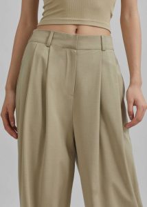 Bottoms Women Beige Livvy Pleated Trousers - Beige The Frankie Shop - Image 3