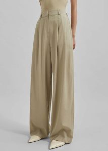 Bottoms Women Beige Livvy Pleated Trousers - Beige The Frankie Shop - Image 5