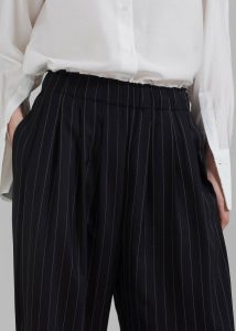 Bottoms Women Black The Frankie Shop Caden Boxer Trousers - Black/White Pinstripe - Image 4