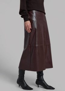 Bottoms Women Erminie Midi Faux Leather Skirt - Brown The Frankie Shop Brown - Image 2
