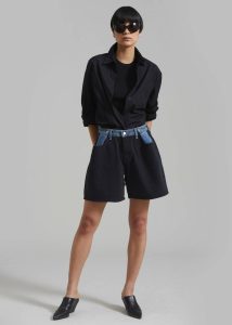 Bottoms Women Hayla Contrast Denim Shorts - Black/Blue The Frankie Shop Black - Image 4
