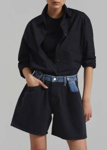 Bottoms Women Hayla Contrast Denim Shorts - Black/Blue The Frankie Shop Black - Image 5