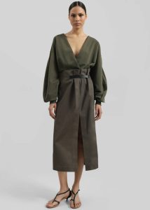 Bottoms Women Jw Anderson Strap Detail Slit Skirt - Khaki The Frankie Shop Green - Image 5
